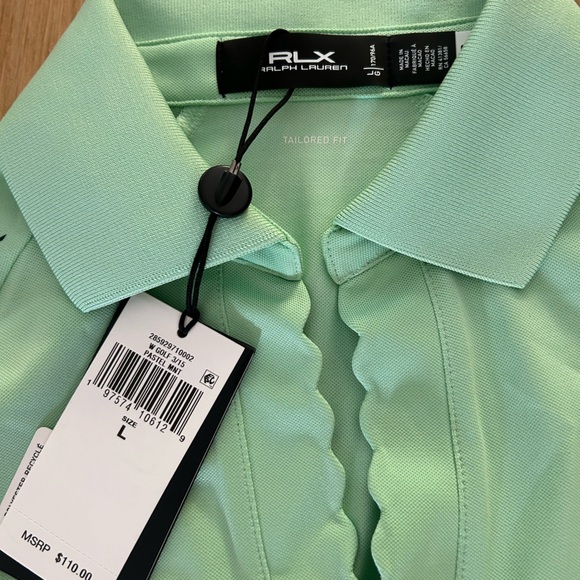 RLX Ralph Lauren Mint Green Tennis Golf Polo Shirt Size L - Picture 2 of 4